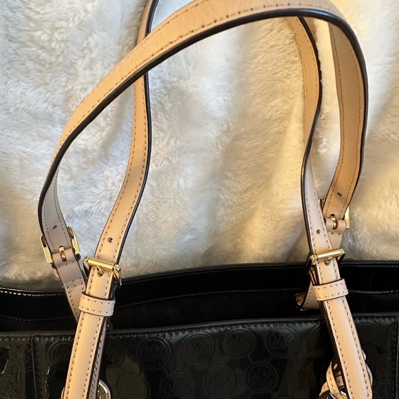 Michael Kors Glossy Black Tote with Gold Accents - Picture 3 of 10